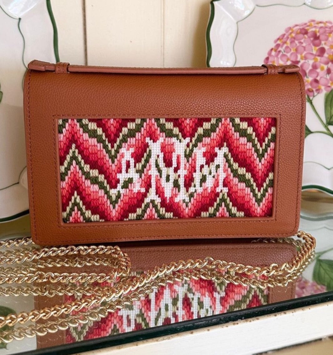 The Everyday Clutch - Red w/Silver Chain | Needlepoint.Com