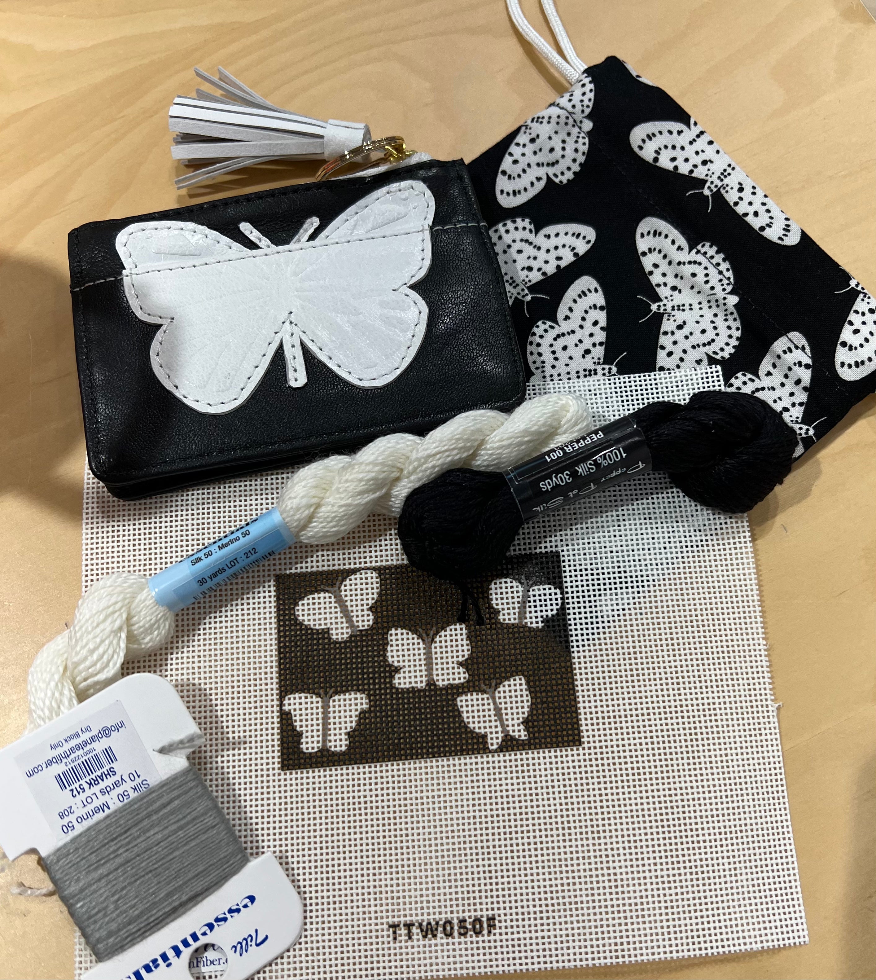 Black and White Butterfly Zip Wallet Kit