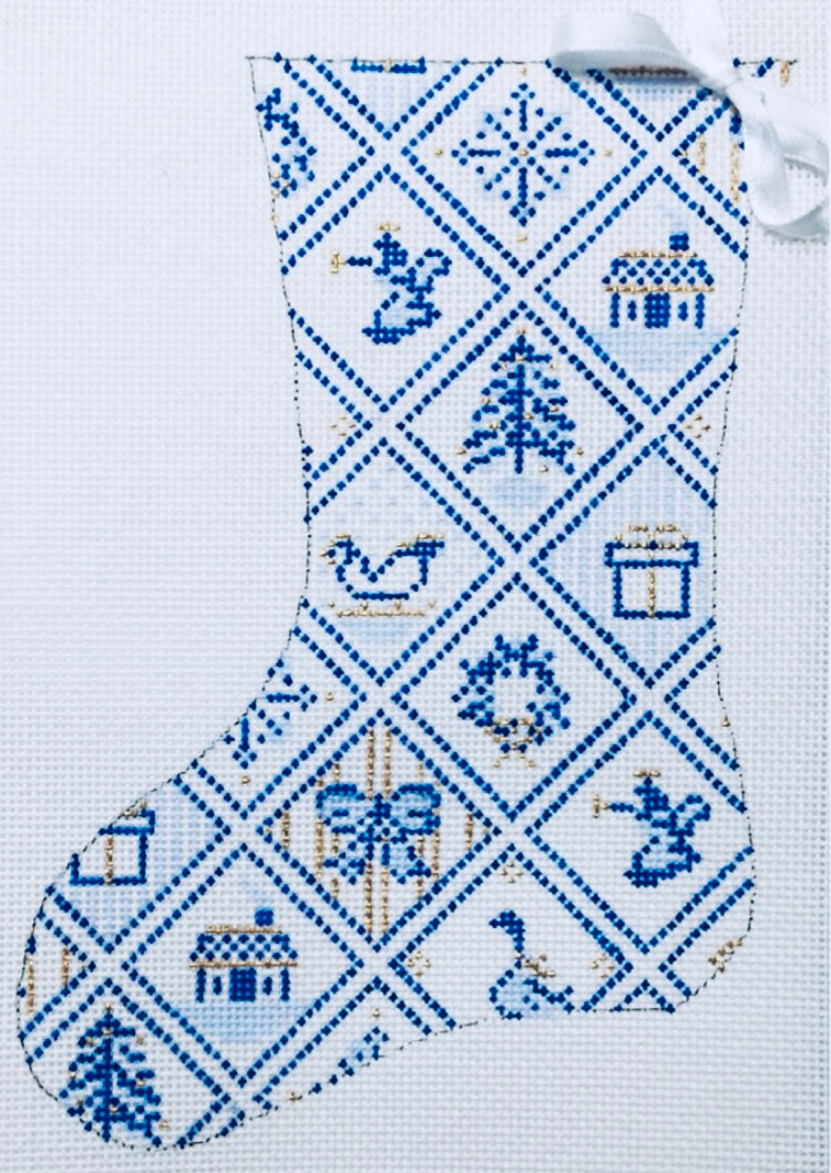 Blue and White Tiles Mini Stocking 25A