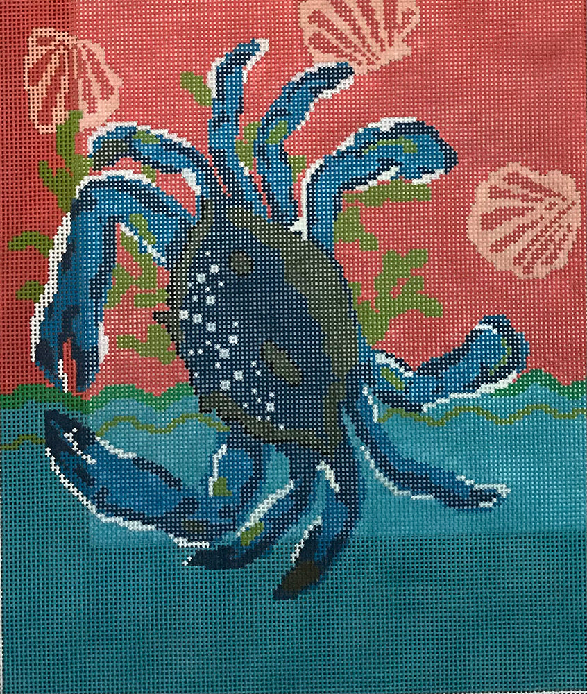 Crab on Turq & Coral W/ stitch guide P-320