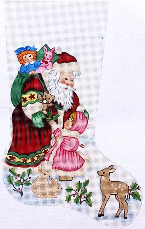 Santa with little girl Stocking  CS 7240
