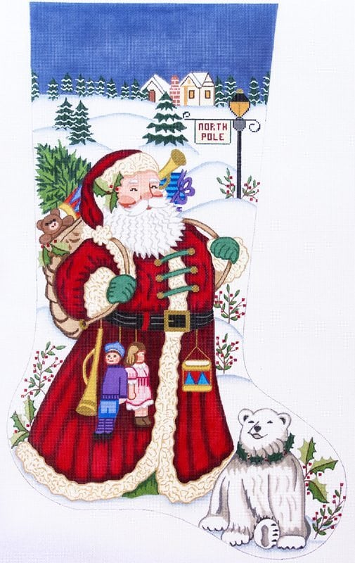 Santa with Polar Bear Stocking CS7278