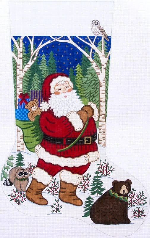 Santa in Woodlands Stocking  CS7287