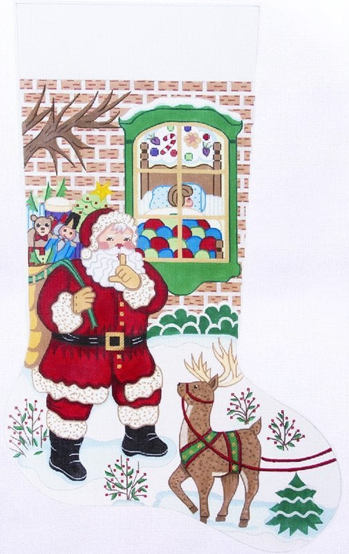 Santa and Reindeer Stocking CS7312